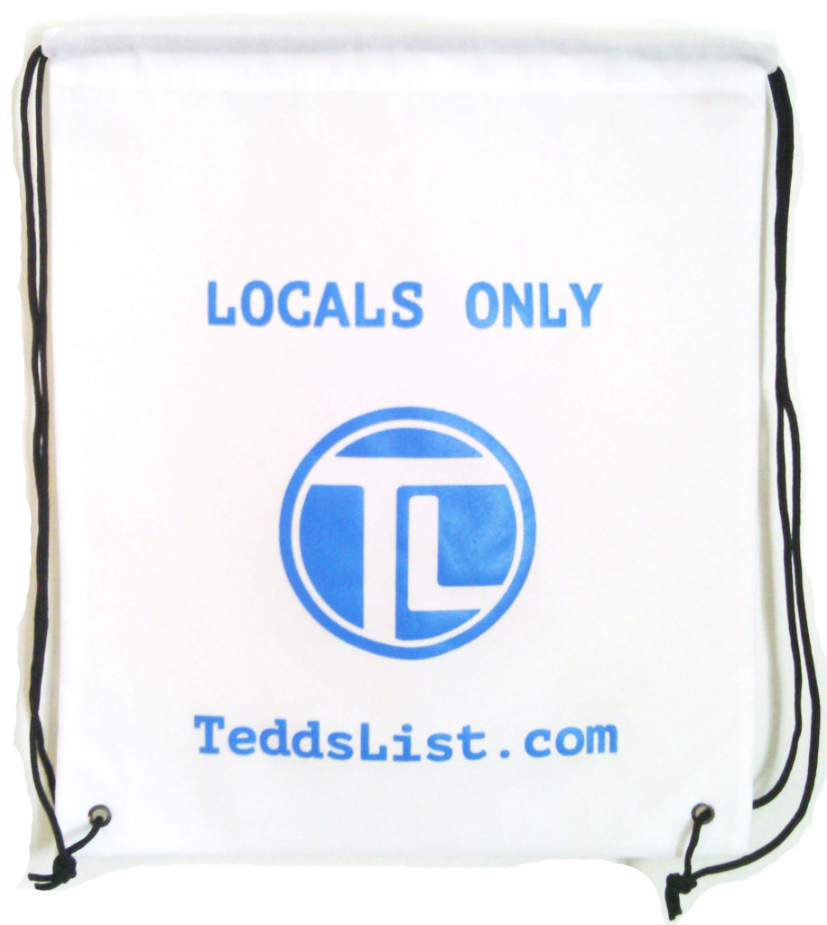 teddslist Locals Only White Drawstring Backpack